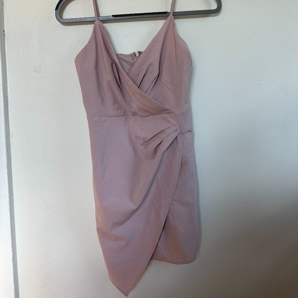 Blue Blush Asymmetrical Wrap Dress